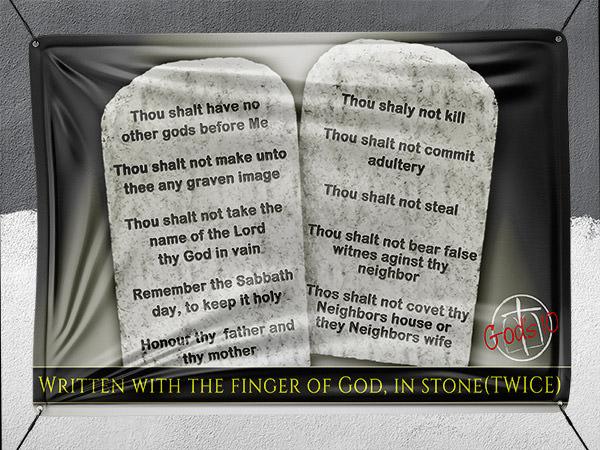 10 Commandments Stone Tablets Written With the Finger - Banner