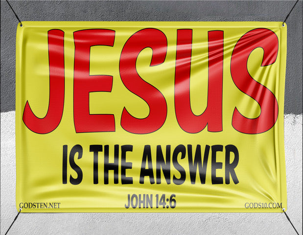Jesus Is The Answer Yellow- Banner