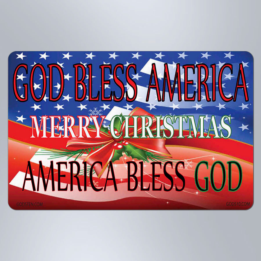 Christmas God Bless America Merry Christmas - Small Magnet