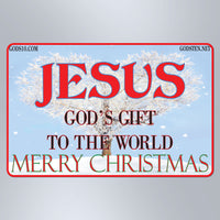 Christmas Jesus God's Gift To The World With Snow - Small Magnet