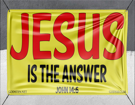Jesus Is The Answer Yellow- Banner