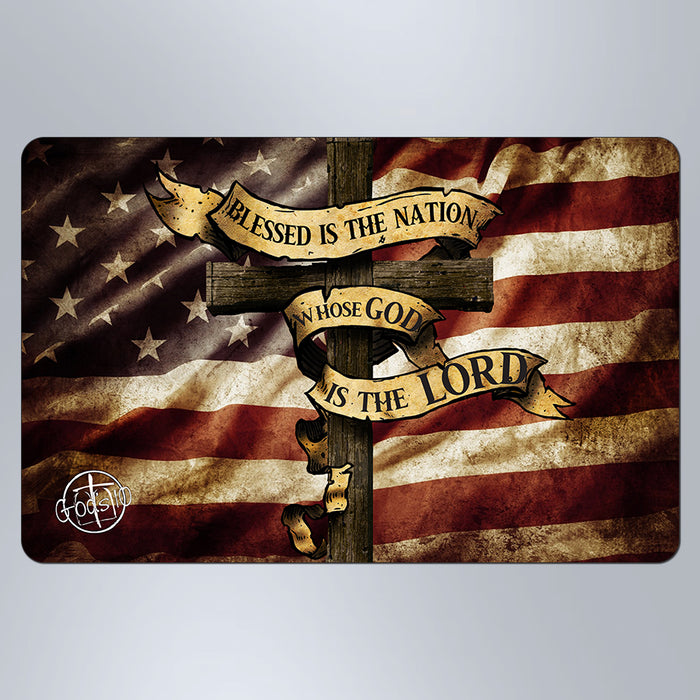 Blessed Is The Nation Dark American Flag - Small Magnet