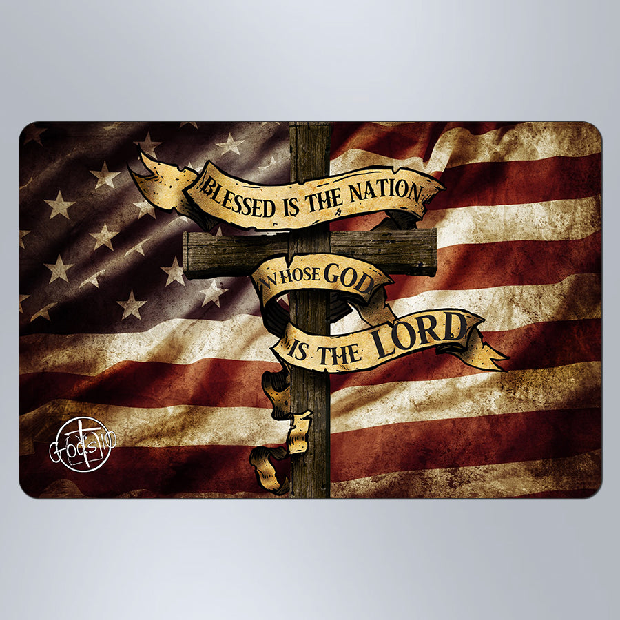 Blessed Is The Nation Dark American Flag - Small Magnet