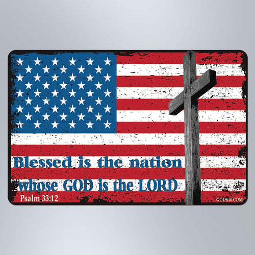 Blessed Is The Nation American Flag - Small Magnet