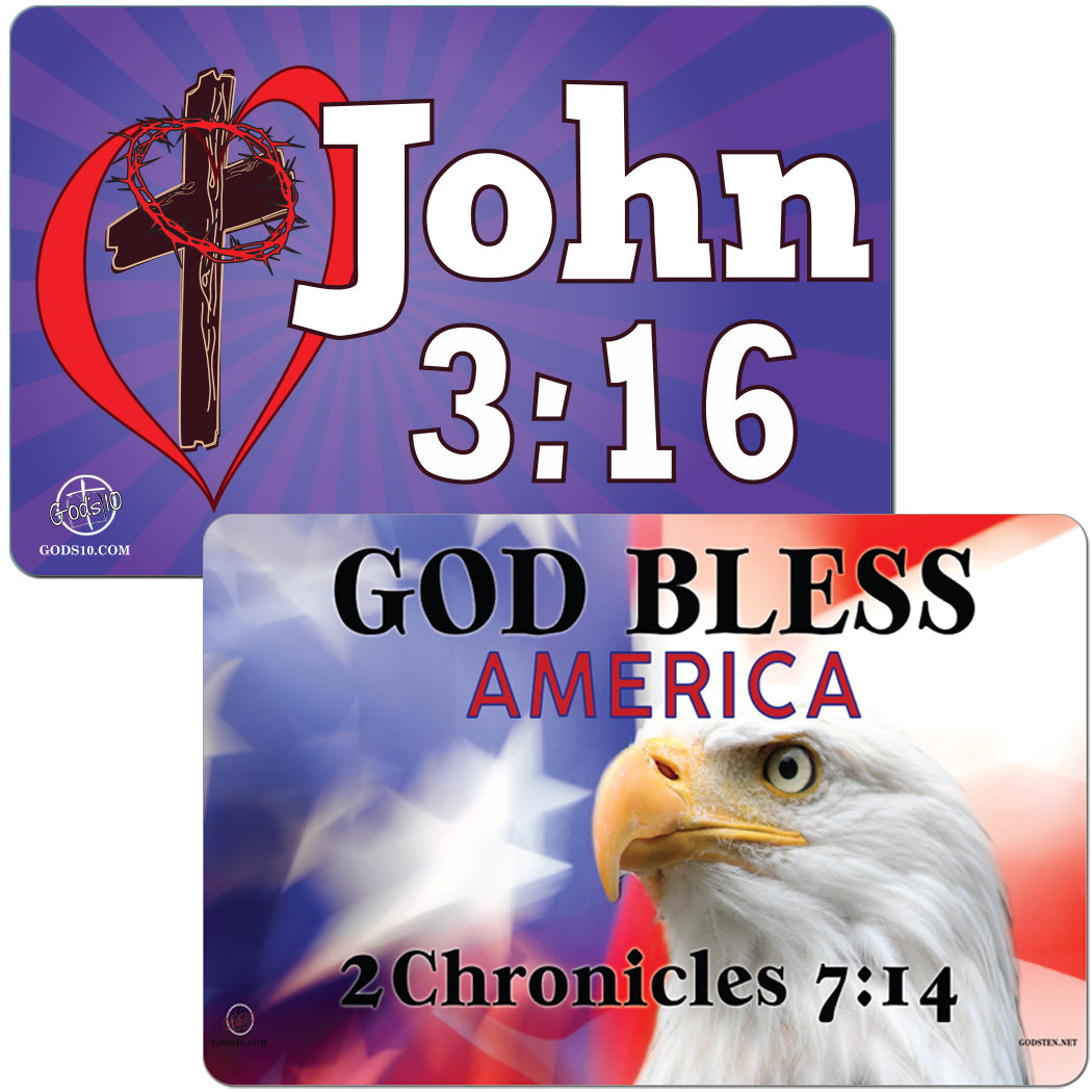 John 3:16 & God Bless America Eagle Small Magnet Bundle