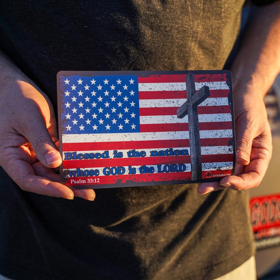 Blessed Is The Nation American Flag - Small Magnet