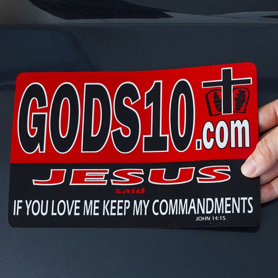 God's 10 If You Love Me Keep My Commandments - Small Magnet