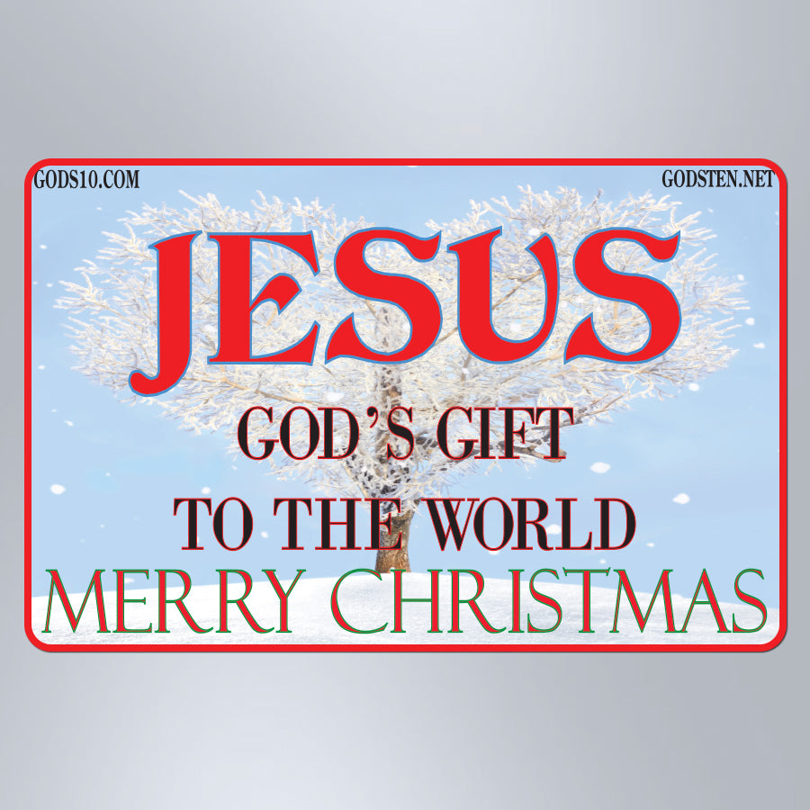 Christmas Jesus God's Gift To The World With Snow - Small Magnet