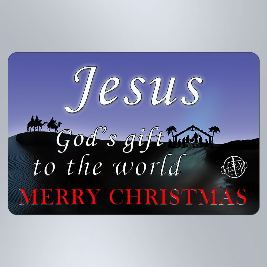 Christmas Jesus God's Gift To The World Dark - Small Magnet
