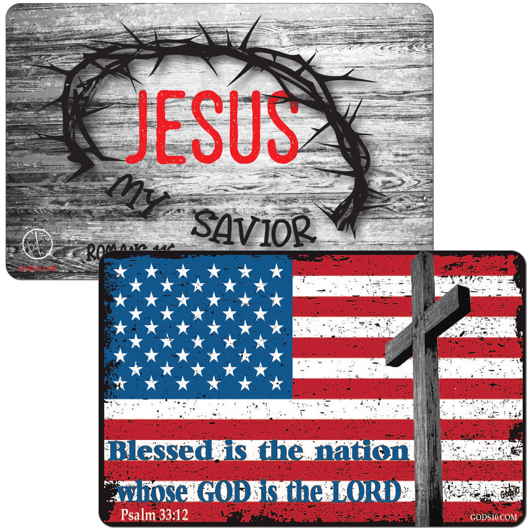 Red, White & Blue Flag & Jesus My Savior Small Magnet Bundle