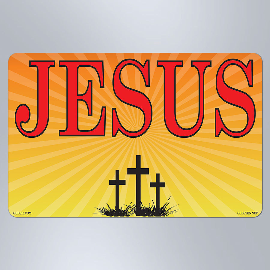 Jesus Sunburst 3 Crosses - Small Magnet