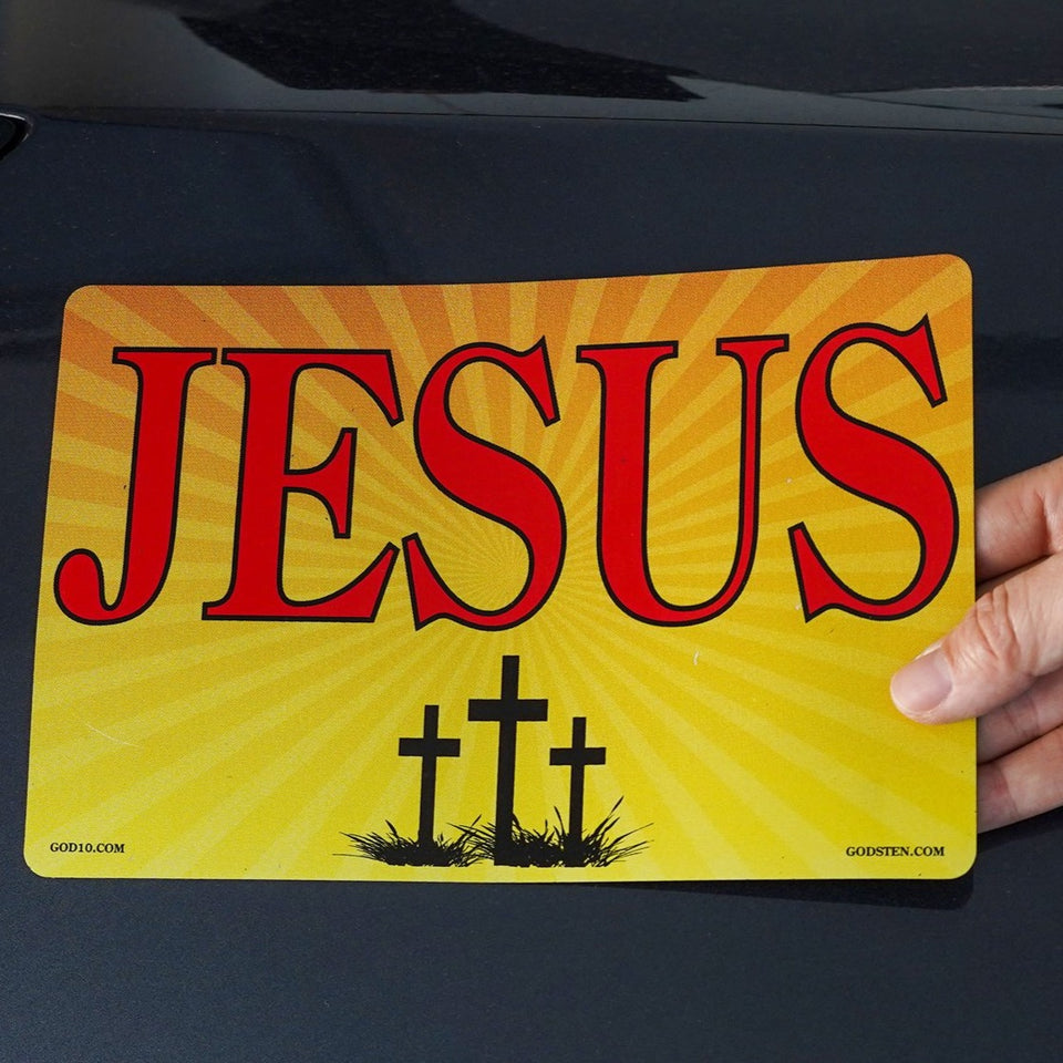 Jesus Sunburst 3 Crosses - Small Magnet