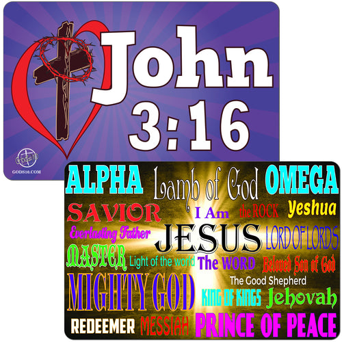 John 3:16 Purple & Alpha Omega Small Magnet Bundle