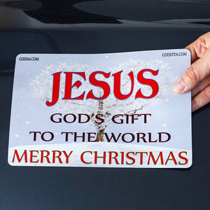 Christmas Jesus God's Gift To The World With Snow - Small Magnet